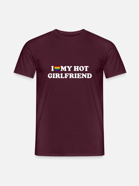 I Love My Hot Girlfriend Ich Liebe Meine Freundin - Männer T-Shirt - Ziegelrot