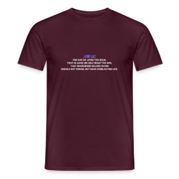 Jean 3:16 TEXT - T-shirt homme - rouge brique - Devant - AI Model Male 178 light (178cm)
