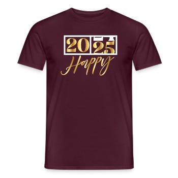 2025 Happy – Funny New Year's Eve Design - Men's T-Shirt - brick red - Front - AI Model Male 178 light (178cm)
