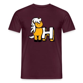 Cheval H Cheval Lettre ABC École d’apprentissage de l’anglais - T-shirt homme - rouge brique - Devant - AI Model Male 178 light (178cm)