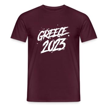 Greece 2023 - Männer T-Shirt - Ziegelrot - Vorne - AI Model Male 178 light (178cm)