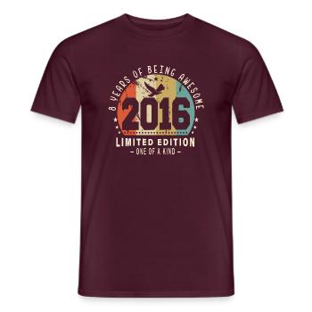 Original Born In 2016 Authentic Gift 2016 Bursdag - Men's T-Shirt - brick red - Front - AI Model Male 178 light (178cm)