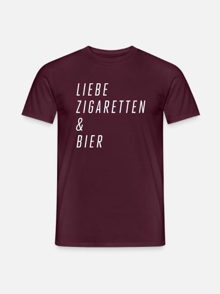 Liebe Zigaretten & Bier - Männer T-Shirt - Ziegelrot