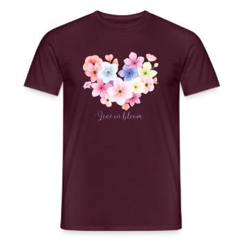 Love in Bloom Flower Design - Men's T-Shirt - brick red - Front - AI Model Male 178 light (178cm)