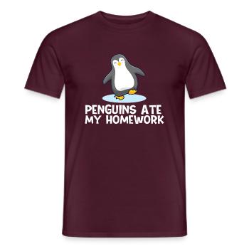 Les pingouins ont mangé mes devoirs - Penguin Bird Watcher - T-shirt homme - rouge brique - Devant - AI Model Male 178 light (178cm)