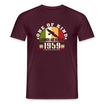 Legend Born 1959 anniversaire 65 ans - T-shirt homme - rouge brique - Devant - AI Model Male 178 light (178cm)