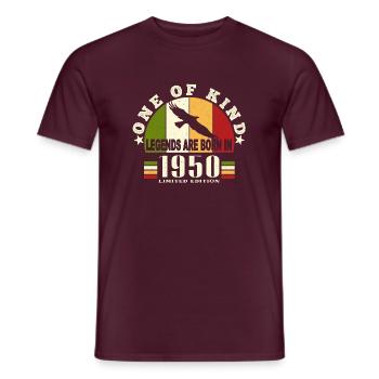Legend Born 1950 anniversaire 74 ans - T-shirt homme - rouge brique - Devant - AI Model Male 178 light (178cm)