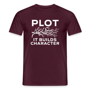 Intrigue It Builds Character - Amoureux des livres Lecture - T-shirt homme - rouge brique - Devant - AI Model Male 178 light (178cm)