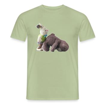 lapin ourson - T-shirt homme - vert sauge - Devant - AI Model Male 178 light (178cm)