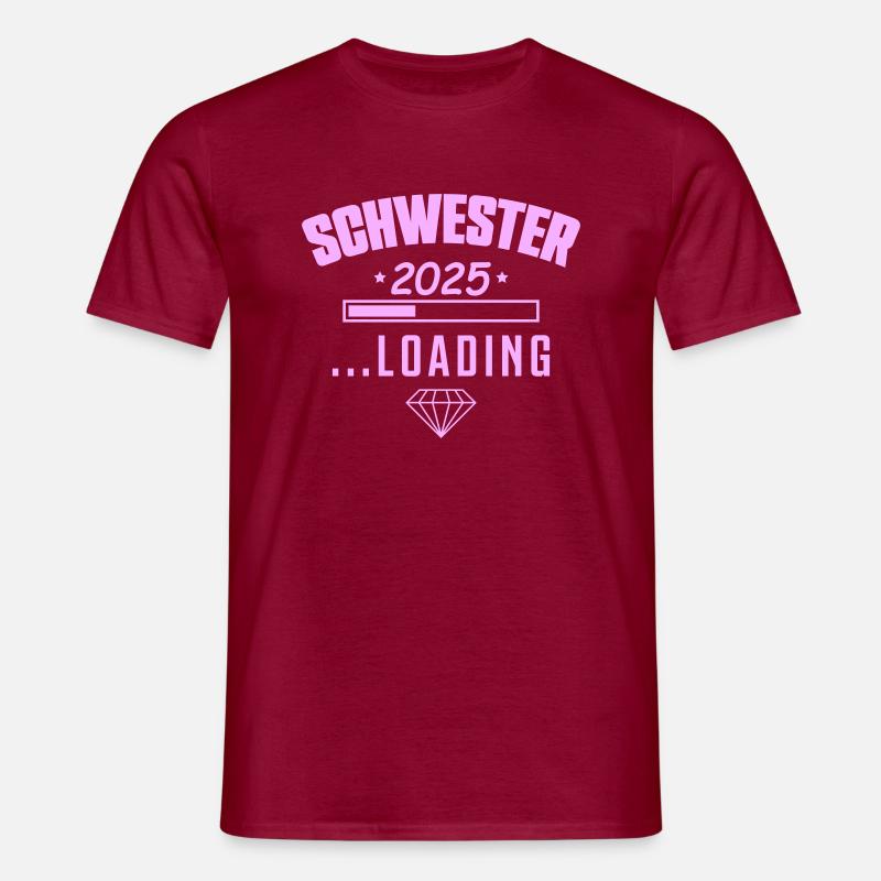 Schwester 2025 Loading - Männer T-Shirt - Ziegelrot