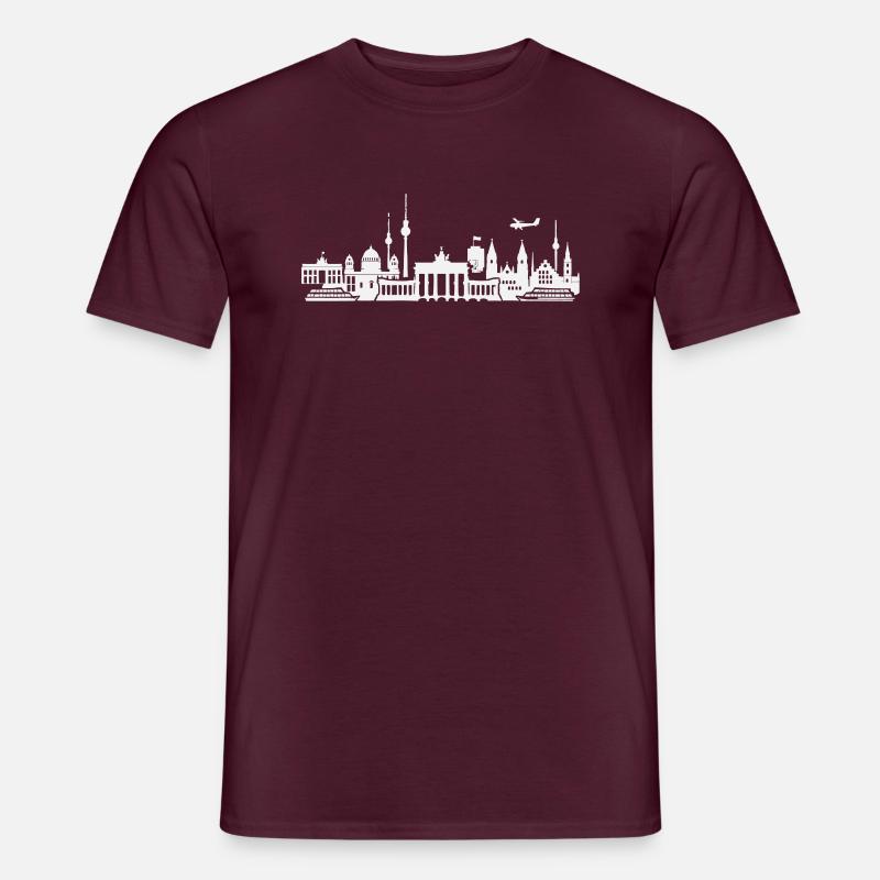 Berlin Skyline - Männer T-Shirt - Ziegelrot