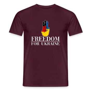 Freedom for Ukraine Flagge Landesfarben Faust - Männer T-Shirt - Ziegelrot - Vorne - AI Model Male 178 light (178cm)