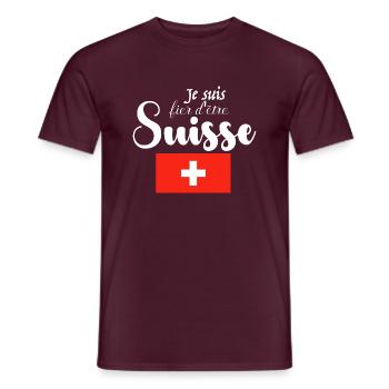 Je suis fier d être Suisse - T-shirt homme - rouge brique - Devant - AI Model Male 178 light (178cm)