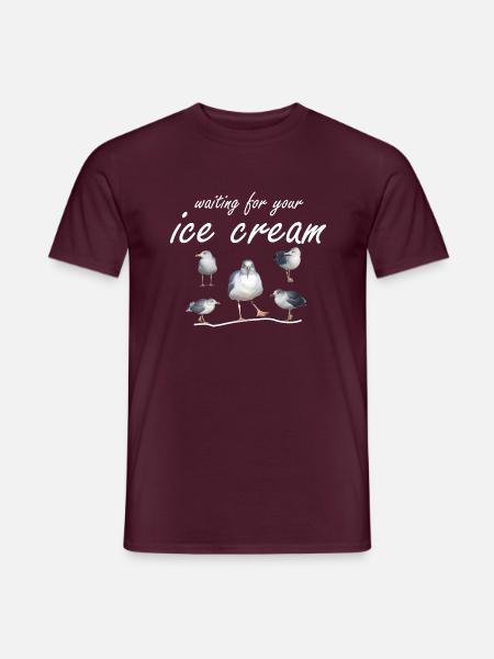 icecream Eis Möwe Meer Strand Fische Kreuzfahrt - Männer T-Shirt - Ziegelrot