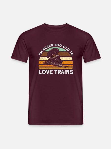 Modellbahn Zug Lokomotiven Geschenk - Männer T-Shirt - Ziegelrot