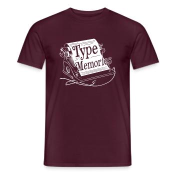 MACHINES À ÉCRIRE, MÉMOIRES DE CARACTÈRES - T-shirt homme - rouge brique - Devant - AI Model Male 178 light (178cm)