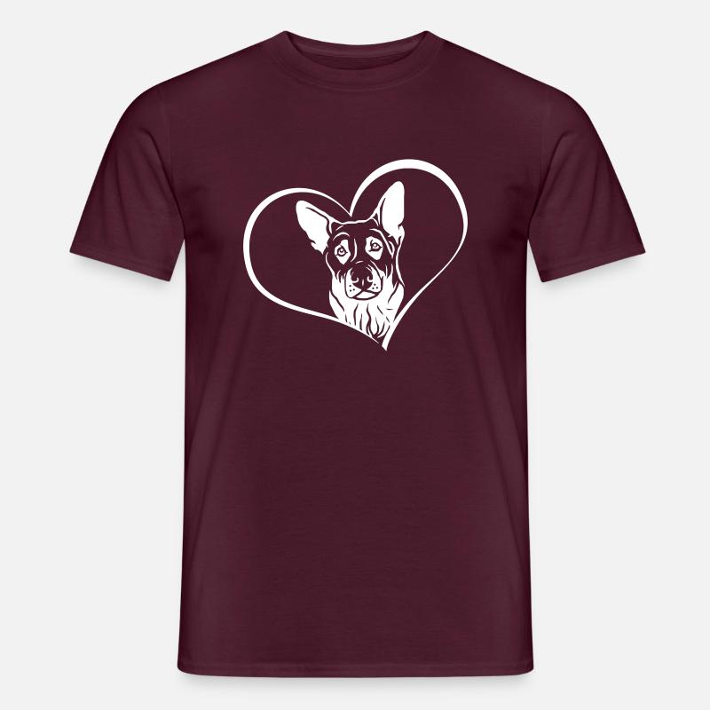 Schäferhund im Herz - Männer T-Shirt - Ziegelrot