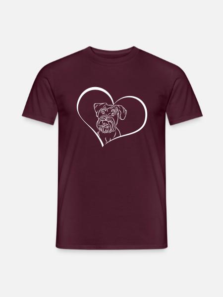 Mittelschnauzer im Herz - Männer T-Shirt - Ziegelrot