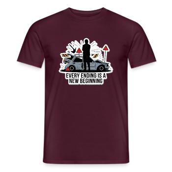 CHAQUE FIN EST UN NOUVEAU DÉPART - T-shirt homme - rouge brique - Devant - AI Model Male 178 light (178cm)