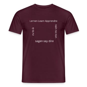 Design Spruch mit Lernen von R.St - Männer T-Shirt - Ziegelrot - Vorne - AI Model Male 178 light (178cm)