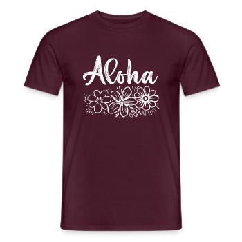 aloha, greeting - Men's T-Shirt - brick red - Front - AI Model Male 178 light (178cm)