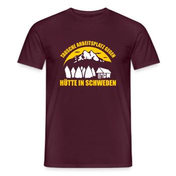 Tausche Arbeitsplatz Gegen Hütte In Schweden - Männer T-Shirt - Ziegelrot - Vorne - AI Model Male 178 light (178cm)