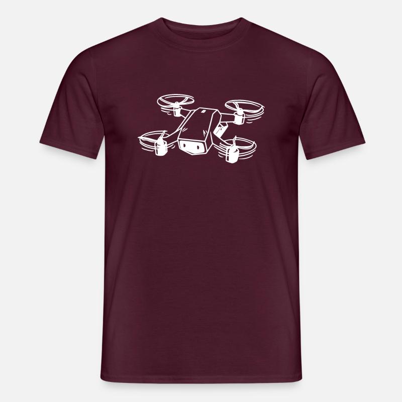 Dron, FPV - T-shirt męski - ceglasty