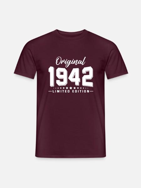80th birthday vintage 1942 - Men's T-Shirt - brick red