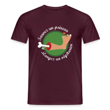 Végétarien - T-shirt homme - rouge brique - Devant - AI Model Male 178 light (178cm)