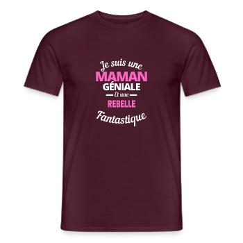 Je suis une Maman géniale Et une rebelle - T-shirt homme - rouge brique - Devant - AI Model Male 178 light (178cm)