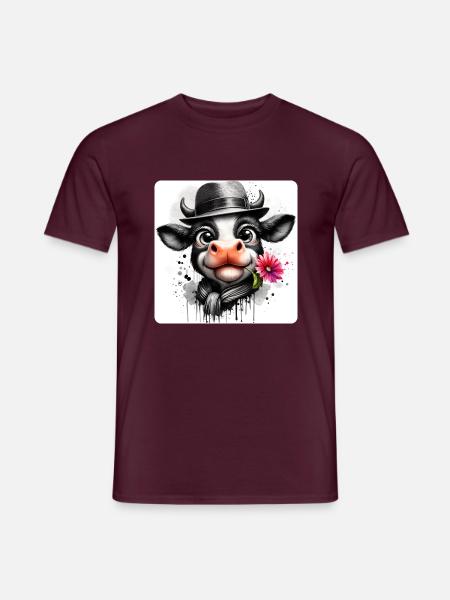 Kuh als Gentleman - Männer T-Shirt - Ziegelrot
