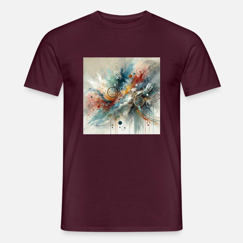 Dynamischer Fluss - Abstraktes Gemälde - Männer T-Shirt - Ziegelrot