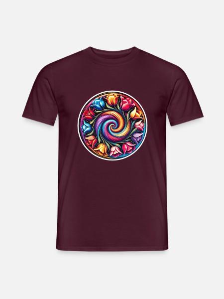 Tulpenkranz bunt - Männer T-Shirt - Ziegelrot