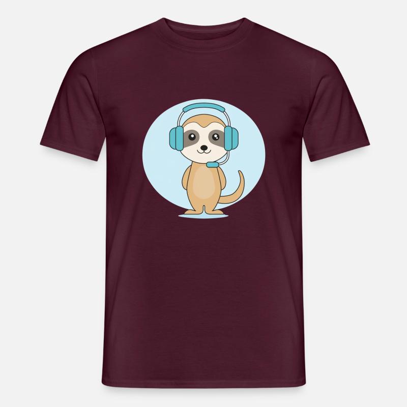 Erdmännchen mit Headset - Männer T-Shirt - Ziegelrot