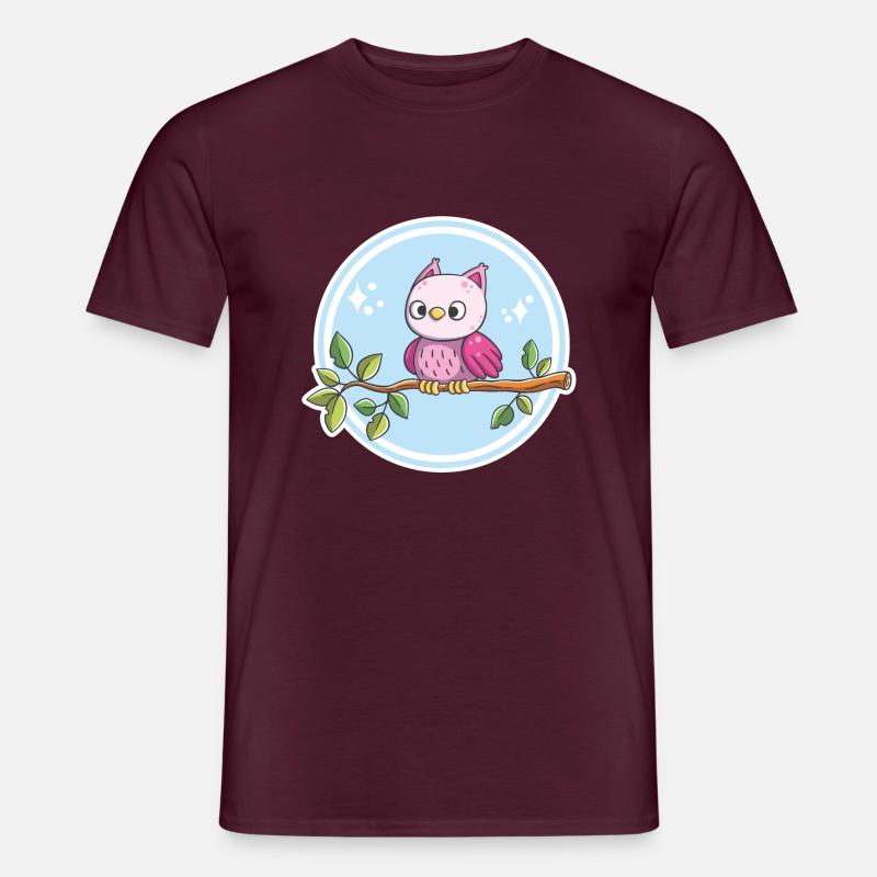 Niedliche Eule auf einem Ast - Männer T-Shirt - Ziegelrot