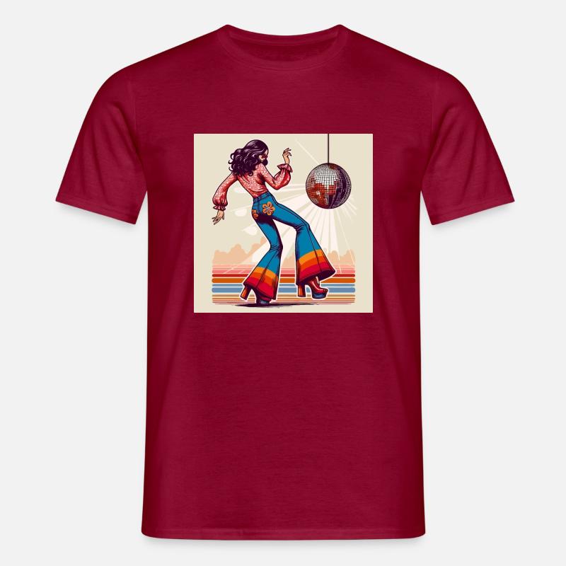 Retro diskotek - T-shirt til herrer - teglrød