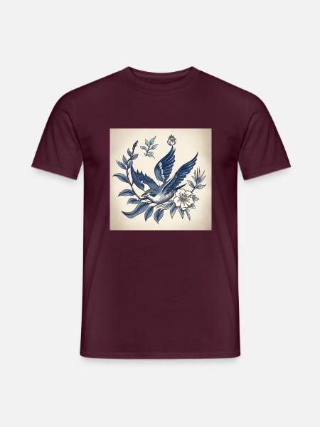 Tätowierung einer Schwalbe - Männer T-Shirt - Ziegelrot