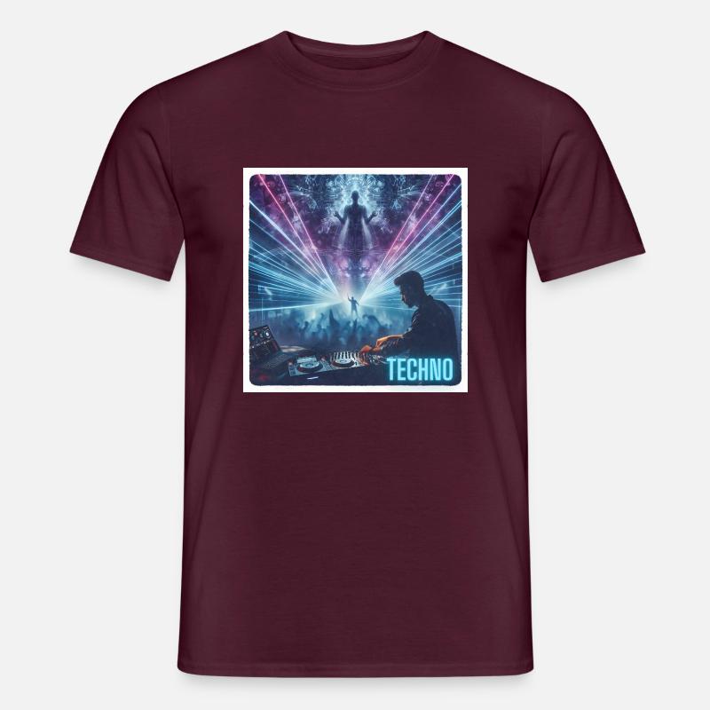 DJ mit Lasershow - Männer T-Shirt - Ziegelrot
