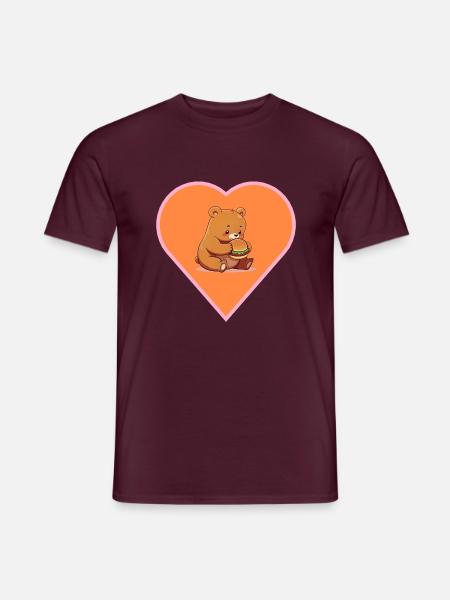 Bjørn liebt Burger - Männer T-Shirt - Ziegelrot