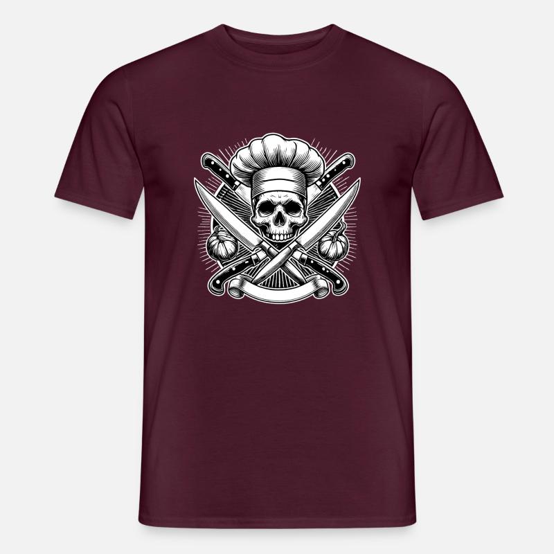 Küchenchef Totenkopf Logo - Männer T-Shirt - Ziegelrot