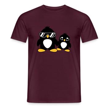 pingouin papa enfant bébé garçon père fils fille f - T-shirt homme - rouge brique - Devant - AI Model Male 178 light (178cm)