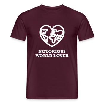 World Lover - One World - Men's T-Shirt - brick red - Front - AI Model Male 178 light (178cm)