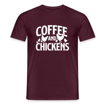 Kaffee und Hühner - Chicken Lover - Männer T-Shirt - Ziegelrot - Vorne - AI Model Male 178 light (178cm)