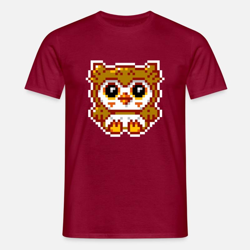 8bit Eule - Männer T-Shirt - Ziegelrot