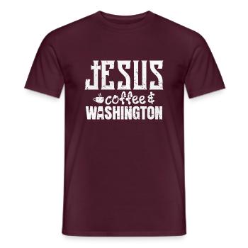 Jesus Kaffee und Washington - Männer T-Shirt - Ziegelrot - Vorne - AI Model Male 178 light (178cm)