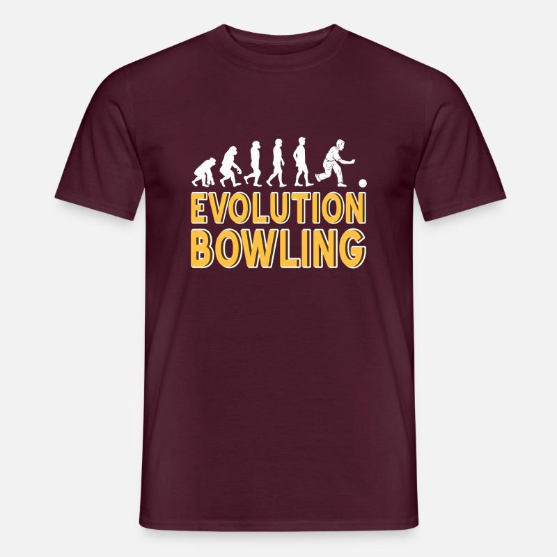 Awesome Evolution Of Bowling T-Shirt Present Gift - Männer T-Shirt - Ziegelrot
