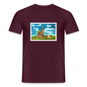 Contemporary Watercolor Art Signed - Men's T-Shirt - brick red - Front - AI Model Male 178 light (178cm)