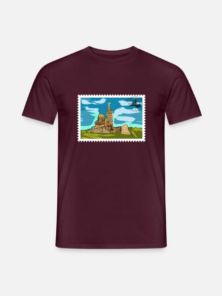 Zeitgenössische Aquarellkunst signiert - Männer T-Shirt - Ziegelrot