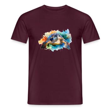 A water turtle in colorful watercolor style - Men's T-Shirt - brick red - Front - AI Model Male 178 light (178cm)