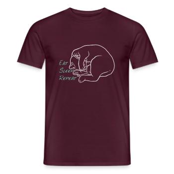 Manger dormir répéter - T-shirt homme - rouge brique - Devant - AI Model Male 178 light (178cm)